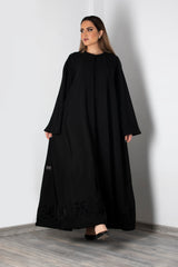 BLACK EMBROIDERED VELVET BOTTOM ABAYA.