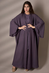 LAVENDER KNOT DOUBLE CREPE OPEN ABAYA