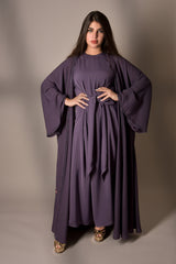 LAVENDER KNOT DOUBLE CREPE OPEN ABAYA