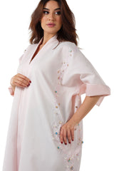 3/4 SLEEVES CRYSTALISED JAQUARD ABAYA