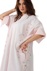 3/4 SLEEVES CRYSTALISED JAQUARD ABAYA