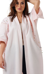 3/4 SLEEVES CRYSTALISED JAQUARD ABAYA