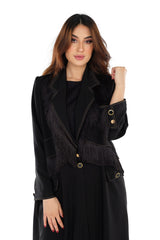 BLACK FRINGES BLAZER STYLE OPEN ABAYA