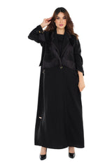 BLACK FRINGES BLAZER STYLE OPEN ABAYA