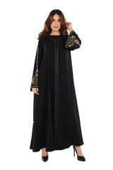 BLACK HAND EMBRODERED SLEEVES OPEN ABAYA