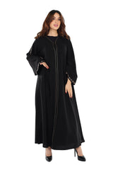 BLACK HAND EMBRODERED SLEEVES OPEN ABAYA