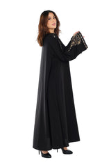 BLACK HAND EMBRODERED SLEEVES OPEN ABAYA