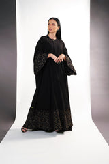 BLACK EMBRODERED OPEN BISHT ABAYA