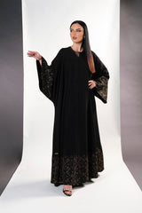 BLACK EMBRODERED OPEN BISHT ABAYA