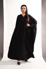 BLACK CRYSTALIZED CREPE OPEN ABAYA