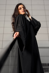 BLACK EMBROIDERED SOALON CLOSED ABAYA