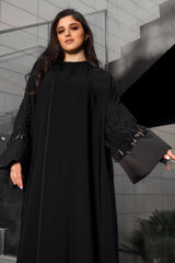 BLACK EMBROIDERED SOALON CLOSED ABAYA