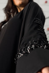 BLACK EMBROIDERED SOALON CLOSED ABAYA