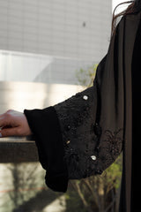 BLACK EMBROIDERED SOALON CLOSED ABAYA