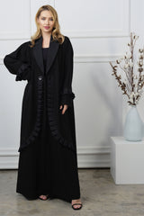 BLACK JACQUARD BLAZER CUT CLOSED ABAYA