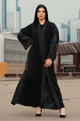 BLACK SOALON DOUBLE CLOSH WITH POCKET OPEN ABAYA