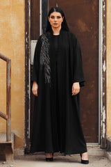 BLACK SOALON EMBRODERY DOUBLE CLOSH OPEN ABAYA