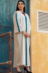 CREAM JACQUARD TRIBLE CLOASH OPEN ABAYA