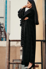 BLACK SOALON DOUBLE CLOSH SPANISH SLEVE AND COLAR