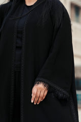 BLACK SOALON APPLICE DANTEL CLOSED ABAYA