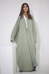 BLACK BUTTONED CHINESE COLLARED SOALON ABAYA