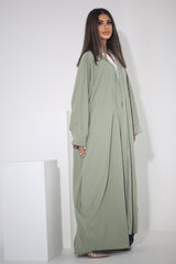 BLACK BUTTONED CHINESE COLLARED SOALON ABAYA