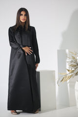 BLACK TOP STITCHED SATIN BLAZER ABAYA