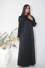 BLACK TOP STITCHED SATIN BLAZER ABAYA