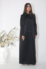 BLACK TOP STITCHED SATIN BLAZER ABAYA