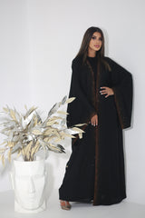 BLACK CRYSTALIZED CHINESE OPEN ABAYA