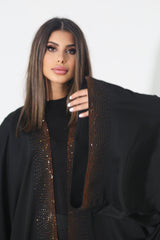 BLACK CRYSTALIZED CHINESE OPEN ABAYA