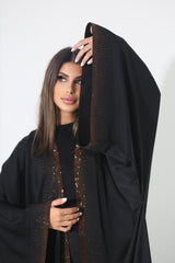 BLACK CRYSTALIZED CHINESE OPEN ABAYA