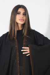 BLACK CRYSTALIZED CHINESE OPEN ABAYA