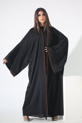 BLACK CRYSTALIZED CHINESE OPEN ABAYA