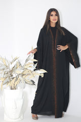 BLACK CRYSTALIZED CHINESE OPEN ABAYA