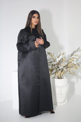 BLACK BLAZER SATIN FYE OPEN ABAYA