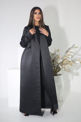 BLACK BLAZER SATIN FYE OPEN ABAYA