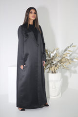 BLACK BLAZER SATIN FYE OPEN ABAYA