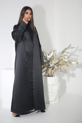 BLACK BLAZER SATIN FYE OPEN ABAYA