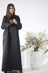 BLACK BLAZER SATIN FYE OPEN ABAYA