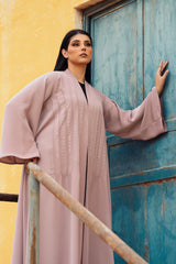 POWDER PINK CREPE DOUBLE CLOSH OPEN ABAYA