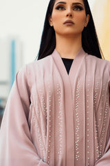 POWDER PINK CREPE DOUBLE CLOSH OPEN ABAYA