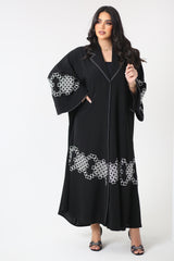 BLACK GEOMETRIC EMBROIDERED SOALON ABAYA