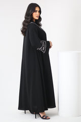 BLACK BUTTONED EMBROIDERED SOALAN ABAYA