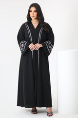 BLACK BUTTONED EMBROIDERED SOALAN ABAYA