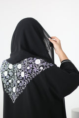 BLACK SOALON EMBRODERY OPEN ABAYA