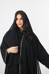 BLACK SOALON EMBRODERY OPEN ABAYA