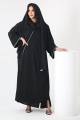 BLACK SOALON EMBRODERY OPEN ABAYA