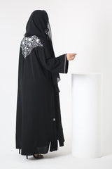 BLACK SOALON EMBRODERY OPEN ABAYA