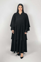BLACK LAYERED POCKET SOALON ABAYA.